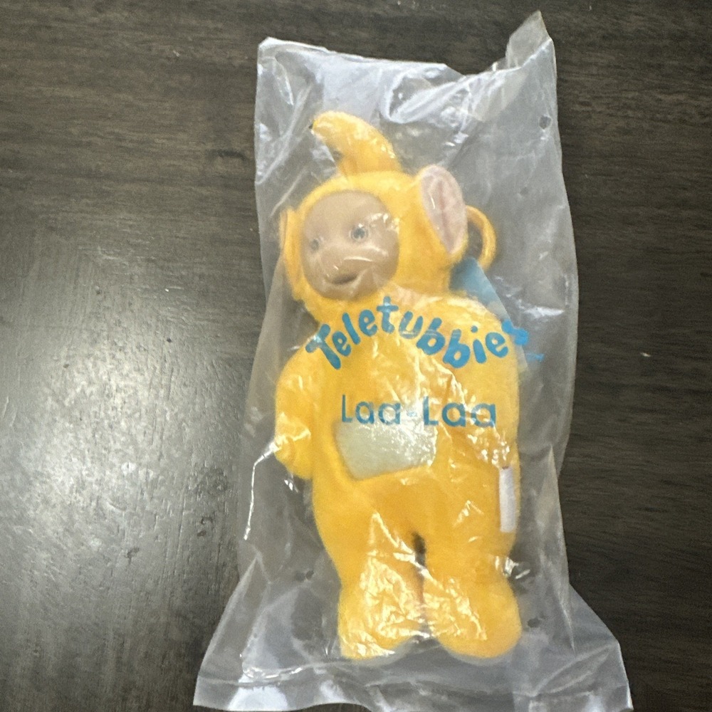 Vintage Teletubbies Plush Toy Rare Laa-Laa 7.5" Yellow Backpack Clip Buddy 1999